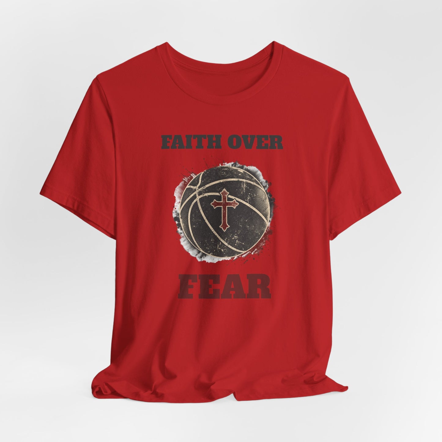 Faith Over Fear Basketball T-Shirt | Cross & Ball Tee | Hooper's Mindset