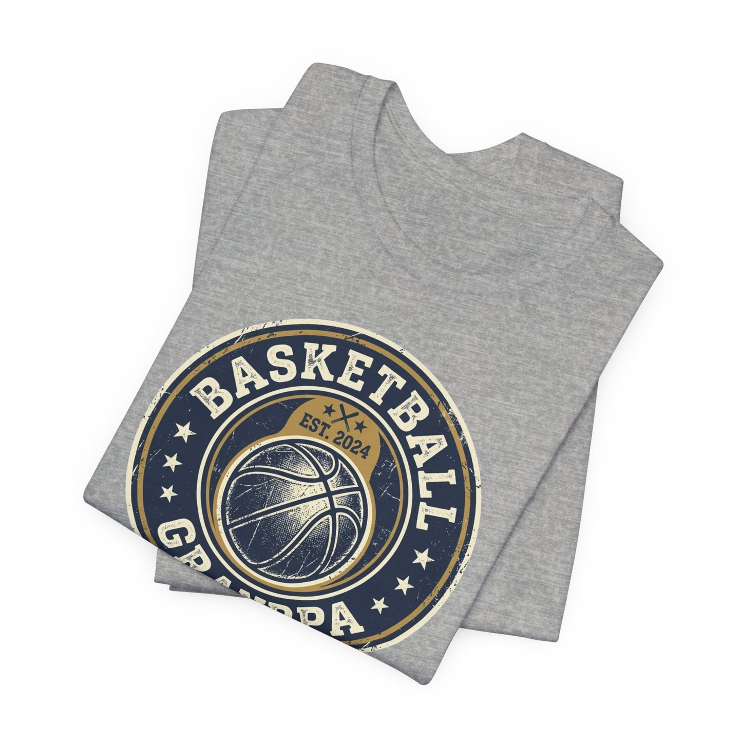 Basketball Grandpa Est. 2024 T-Shirt | Vintage Badge Tee | Familiengeschenk