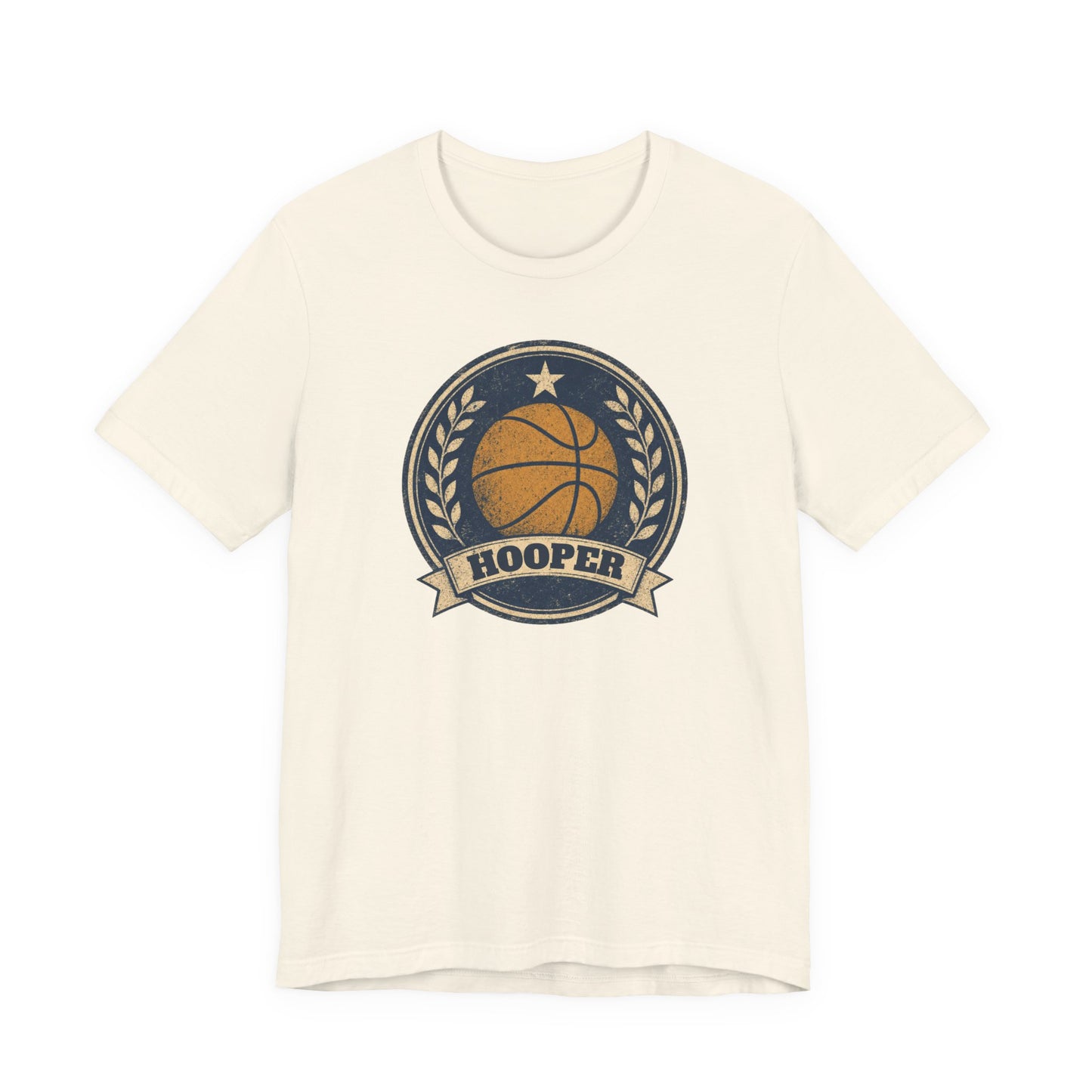 Hooper Vintage Badge Basketball T-Shirt | Retro Gold Star Tee | Perfect Gift for Ballers