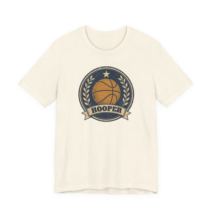 Hooper Vintage Badge Basketball T-Shirt | Retro Gold Star Tee | Perfect Gift for Ballers