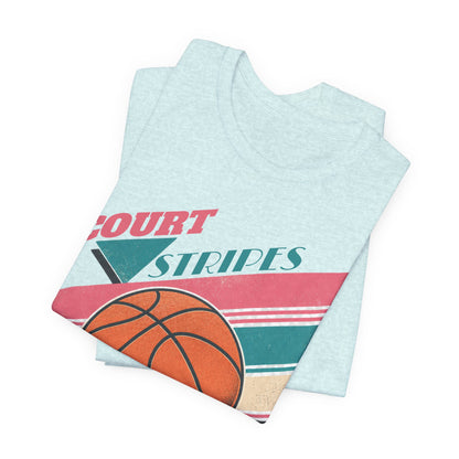 Court Stripes Retro Basketball T-Shirt | Vintage Tee | Perfect Gift for Hoopers