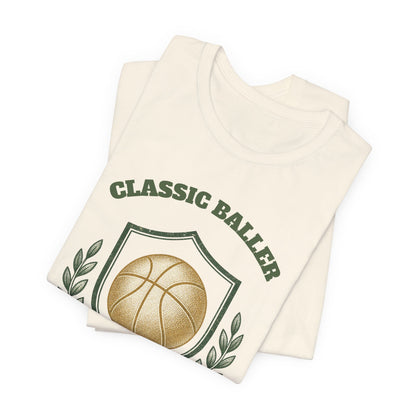 Classic Baller Basketball T-Shirt | Retro Gold Ball Tee | Perfect Gift for Hoopers