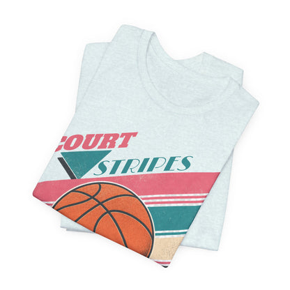 Court Stripes Retro Basketball T-Shirt | Vintage Tee | Perfect Gift for Hoopers