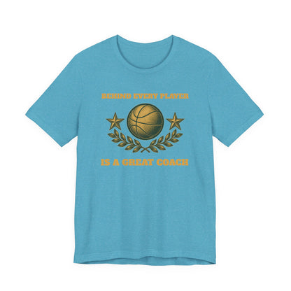 Behind Every Player is a Great Coach Basketball T-Shirt | Gold Crest Tee | Coach Gift