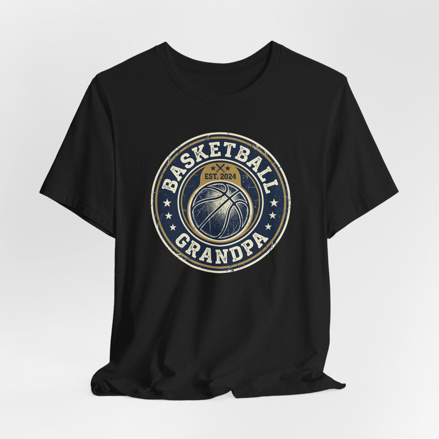 Basketball Grandpa Est. 2024 T-Shirt | Vintage Badge Tee | Familiengeschenk