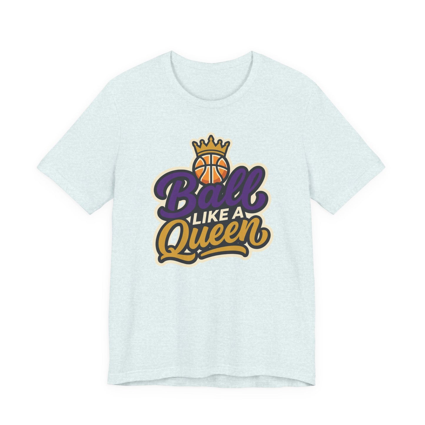Ball Like A Queen Basketball T-Shirt | Purple Gold Hoops Tee | Gift for Female Players