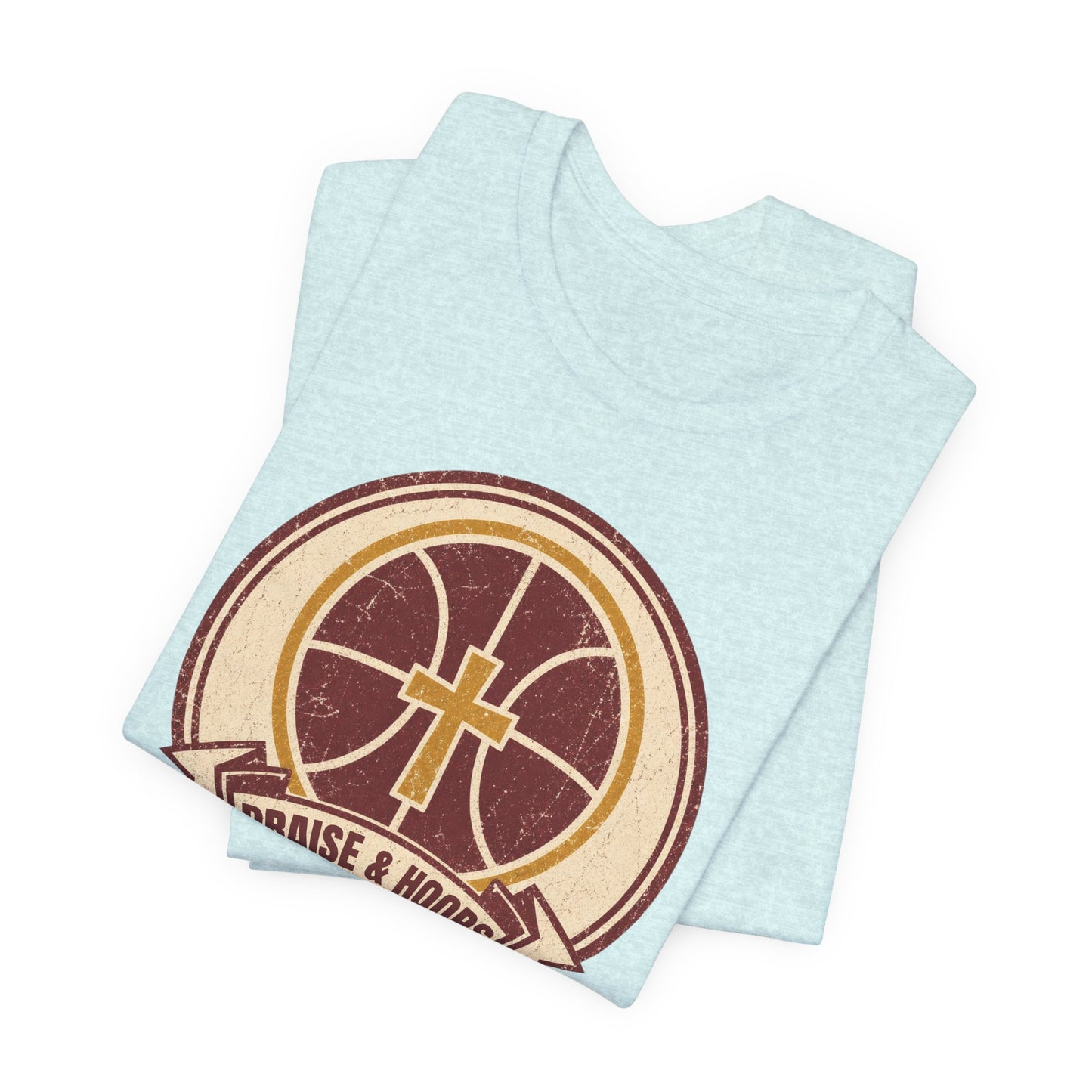 Praise & Hoops Basketball T-Shirt | Faith Cross Tee | Perfect Gift for Ballers