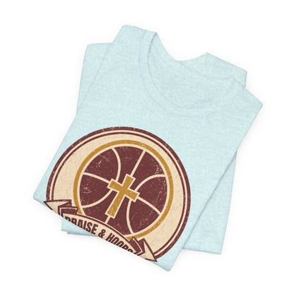 Praise & Hoops Basketball T-Shirt | Faith Cross Tee | Perfect Gift for Ballers