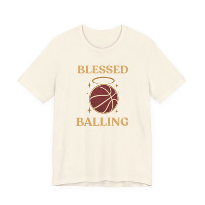 Blessed and Balling Basketball T-Shirt | Faith Halo Tee | Perfect Gift for Hoopers
