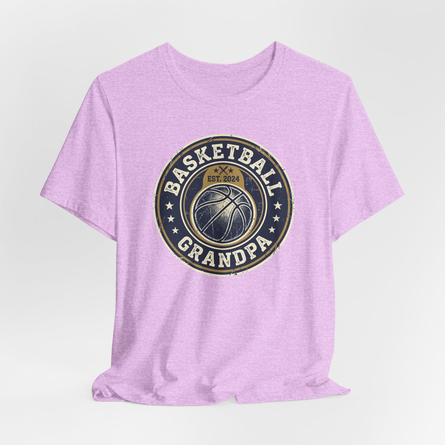 Basketball Grandpa Est. 2024 T-Shirt | Vintage Badge Tee | Familiengeschenk