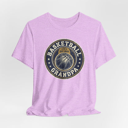 Basketball Grandpa Est. 2024 T-Shirt | Vintage Badge Tee | Family Gift