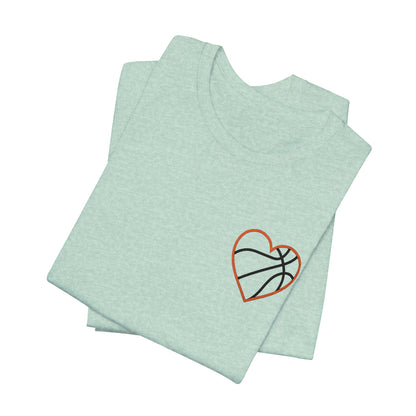 Embroidered Basketball Heart T-Shirt | Minimalist Hoops Tee | Premium Basketball Lover Shirt