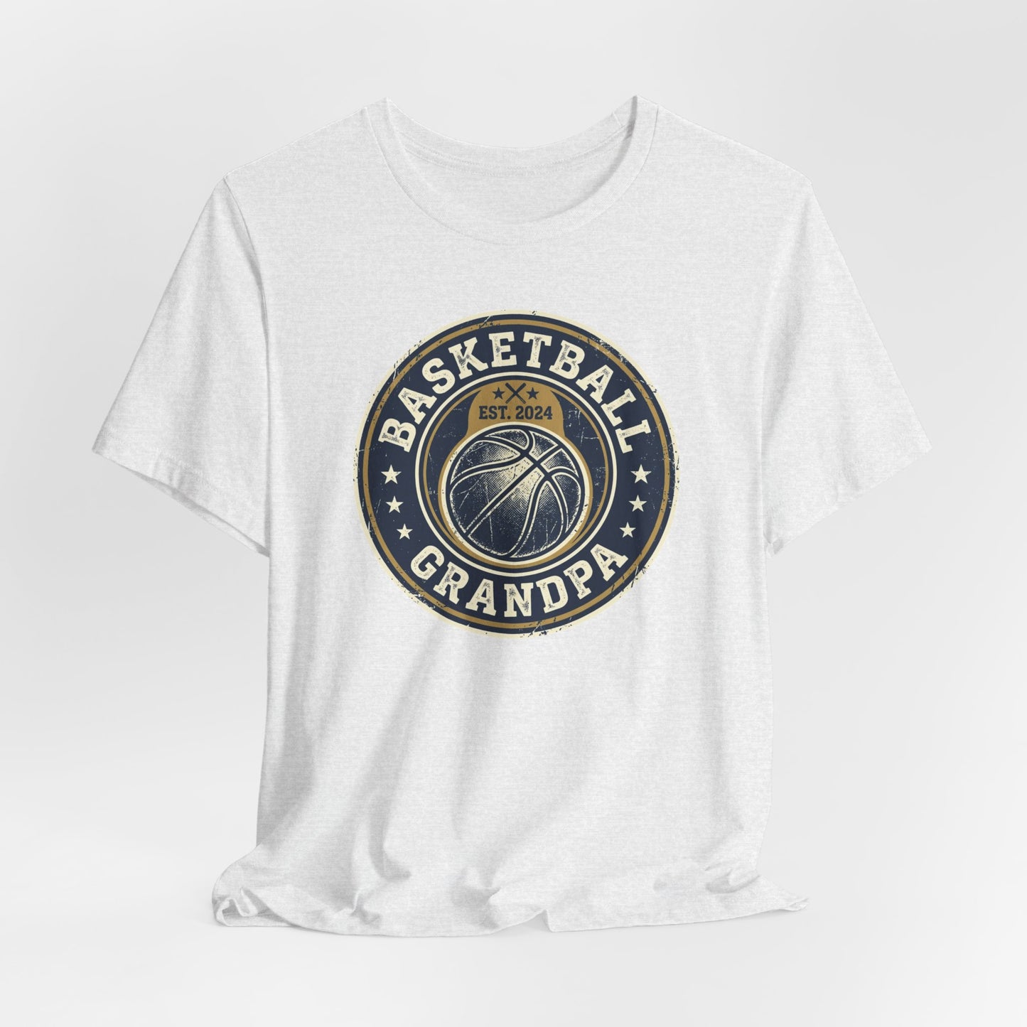 Basketball Grandpa Est. 2024 T-Shirt | Vintage Badge Tee | Familiengeschenk
