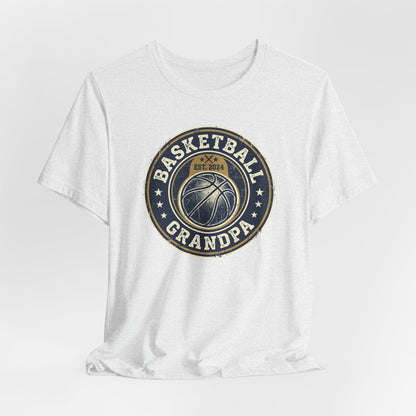 Basketball Grandpa Est. 2024 T-Shirt | Vintage Badge Tee | Family Gift
