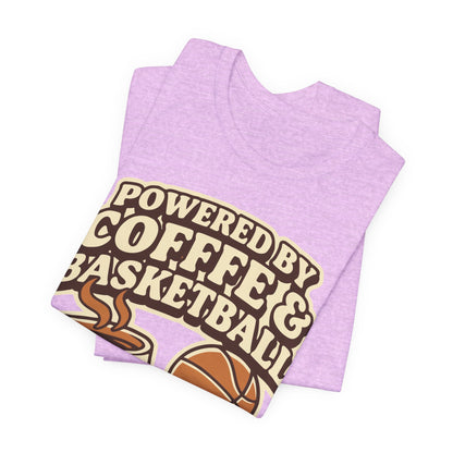 Powered by Coffee & Basketball T-Shirt | Funny Hooper Tee | Perfect Gift