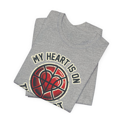 My Heart Is On That Court Basketball T-Shirt | Red & Black Tee | Perfect Gift for Hoopers