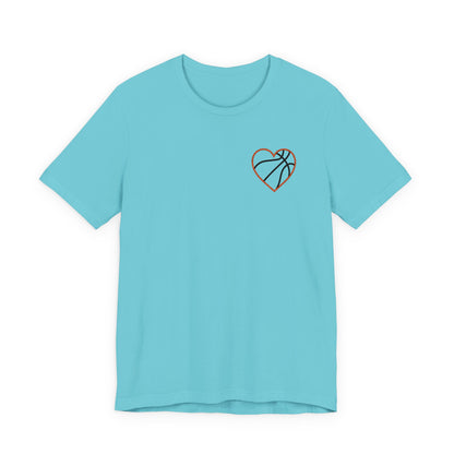 Embroidered Basketball Heart T-Shirt | Minimalist Hoops Tee | Premium Basketball Lover Shirt