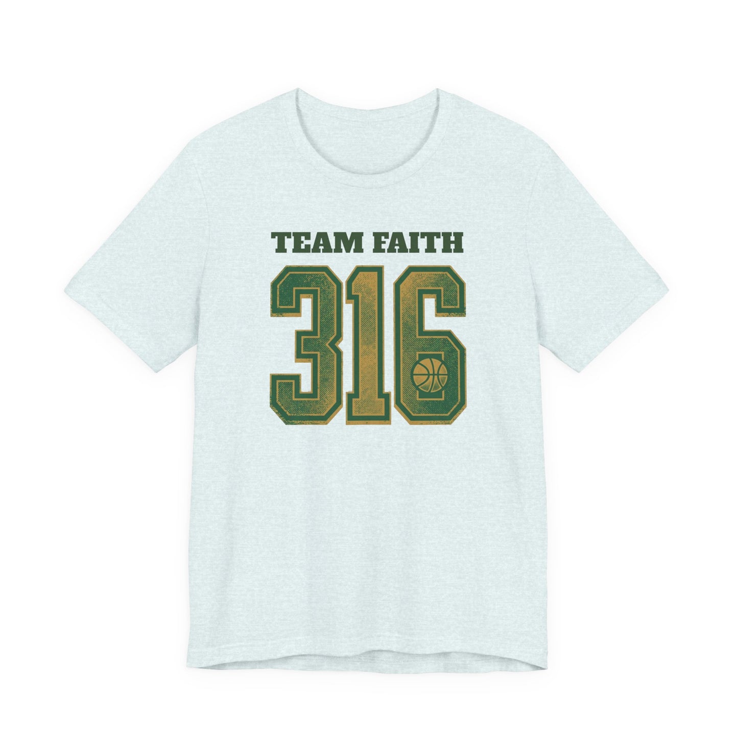 Team Faith 316 Basketball T-Shirt | Vintage Grün-Gold Tee | Perfektes Geschenk für Hooper
