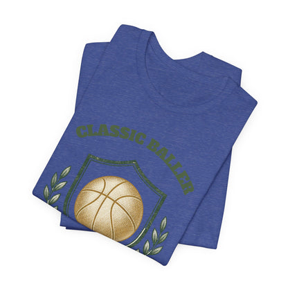 Classic Baller Basketball T-Shirt | Retro Gold Ball Tee | Perfect Gift for Hoopers