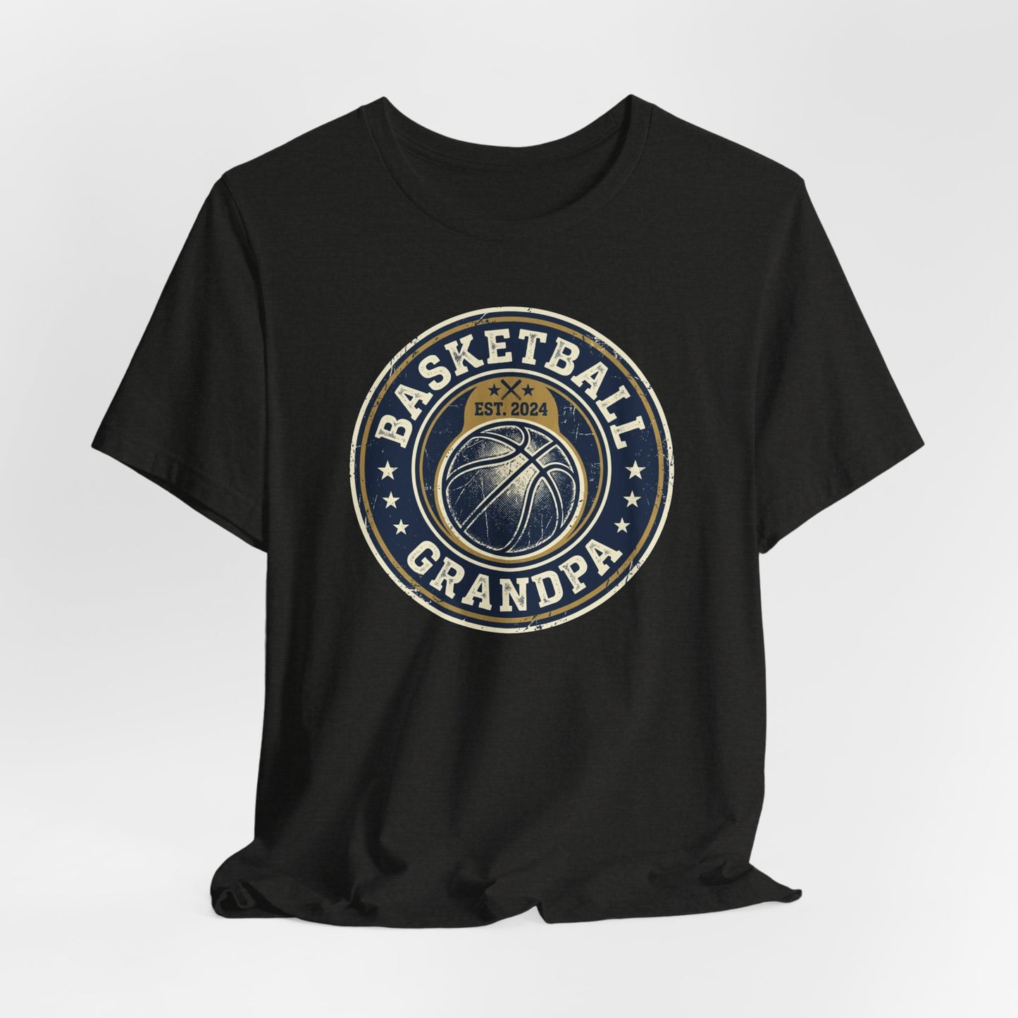 Basketball Grandpa Est. 2024 T-Shirt | Vintage Badge Tee | Familiengeschenk