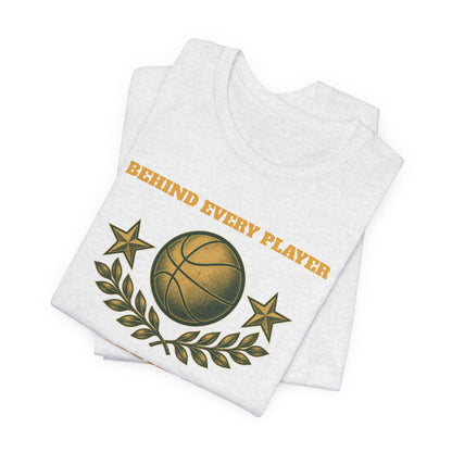 Behind Every Player is a Great Coach Basketball T-Shirt | Gold Crest Tee | Coach Gift