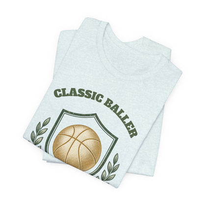 Classic Baller Basketball T-Shirt | Retro Gold Ball Tee | Perfect Gift for Hoopers