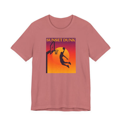 Sunset Dunk Basketball T-Shirt | Retro Silhouette Tee | Perfect Gift for Hoopers