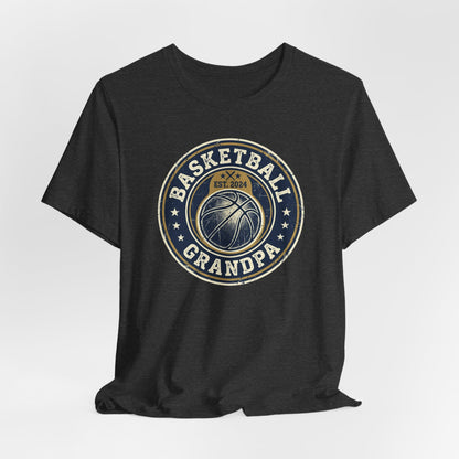 Basketball Grandpa Est. 2024 T-Shirt | Vintage Badge Tee | Family Gift