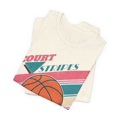 Court Stripes Retro Basketball T-Shirt | Vintage Tee | Perfect Gift for Hoopers