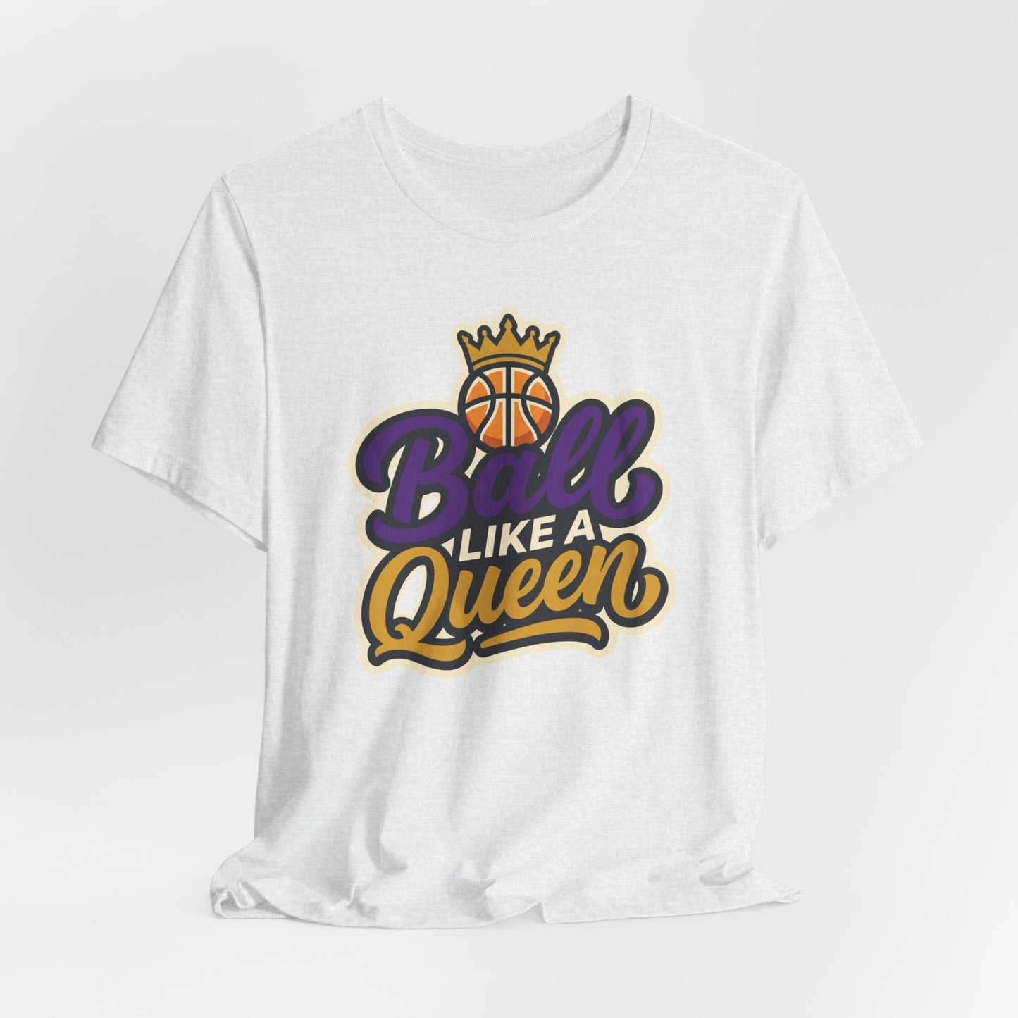 Ball Like A Queen Basketball T-Shirt | Purple Gold Hoops Tee | Gift for Female Players