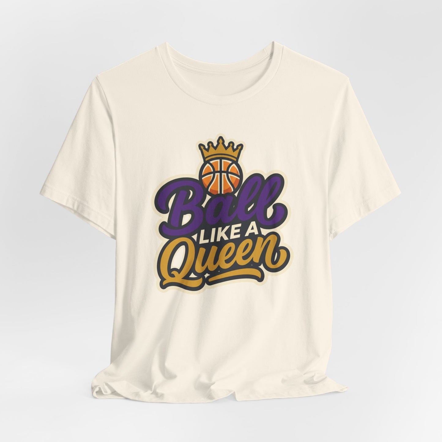 Ball Like A Queen Basketball T-Shirt | Purple Gold Hoops Tee | Gift for Female Players