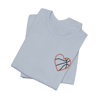 Embroidered Basketball Heart T-Shirt | Minimalist Hoops Tee | Premium Basketball Lover Shirt