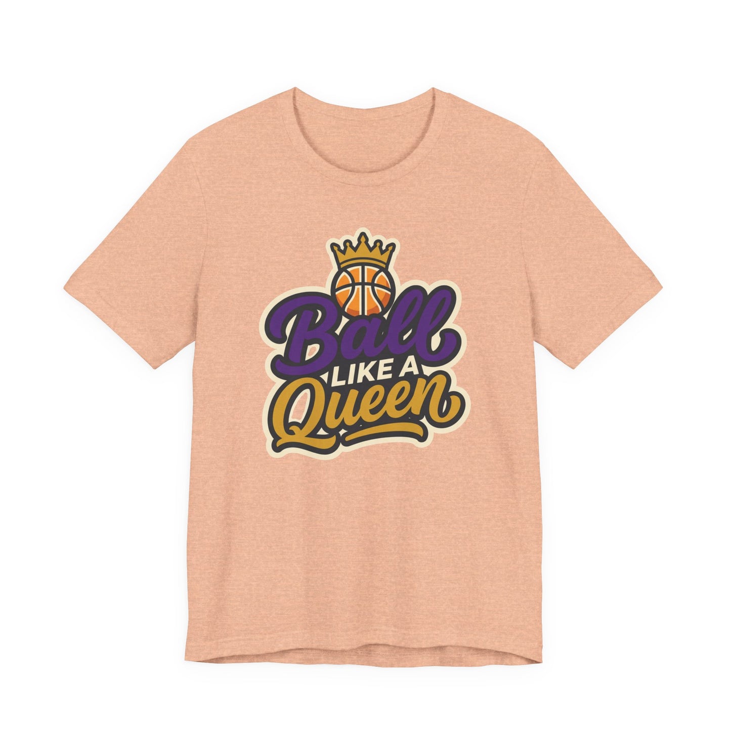 Ball Like A Queen Basketball T-Shirt | Purple Gold Hoops Tee | Gift for Female Players