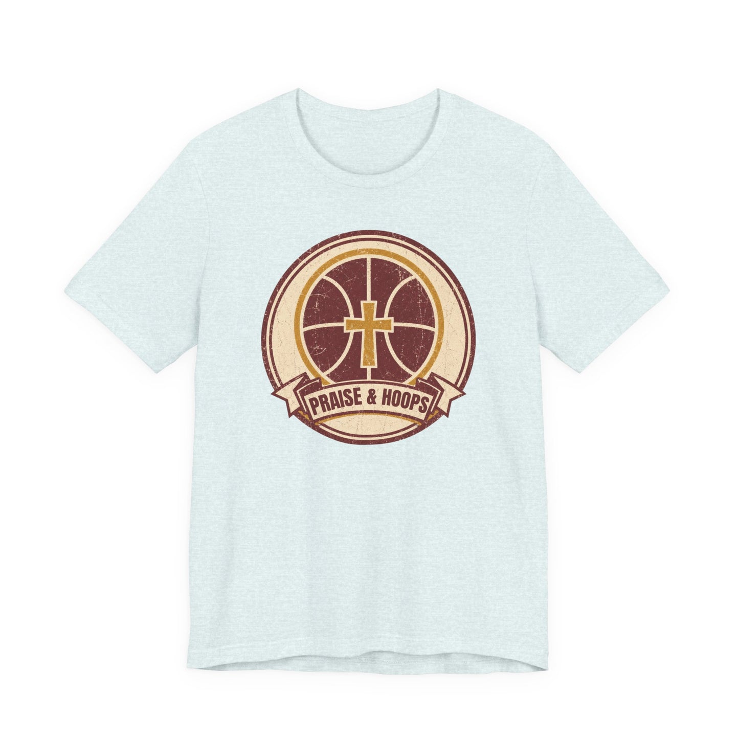 Praise & Hoops Basketball T-Shirt | Faith Cross Tee | Perfect Gift for Ballers