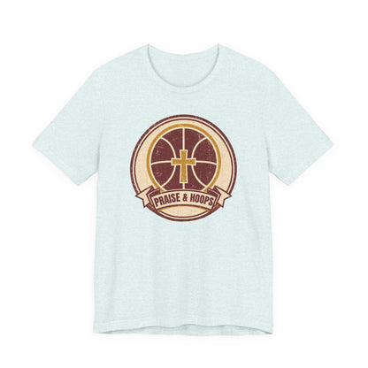 Praise & Hoops Basketball T-Shirt | Faith Cross Tee | Perfect Gift for Ballers