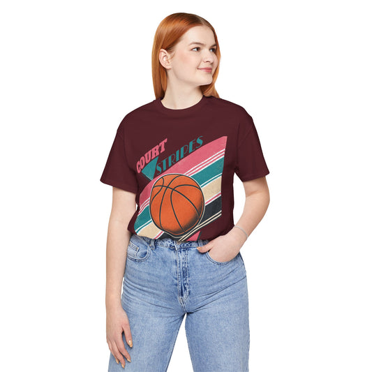 Court Stripes Retro Basketball T-Shirt | Vintage Tee | Perfect Gift for Hoopers