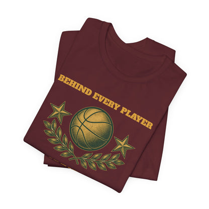 Behind Every Player is a Great Coach Basketball T-Shirt | Gold Crest Tee | Coach Gift