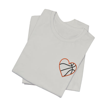 Embroidered Basketball Heart T-Shirt | Minimalist Hoops Tee | Premium Basketball Lover Shirt