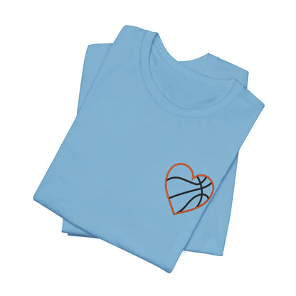 Embroidered Basketball Heart T-Shirt | Minimalist Hoops Tee | Premium Basketball Lover Shirt