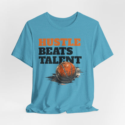 Hustle Beats Talent Basketball T-Shirt | Motivational Hooper Tee | Perfect Gift for Ballers