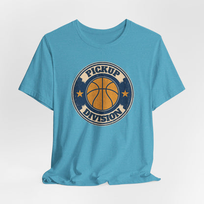 Pickup Division Retro Basketball T-Shirt | Vintage Badge Tee | Perfect Gift for Hoopers