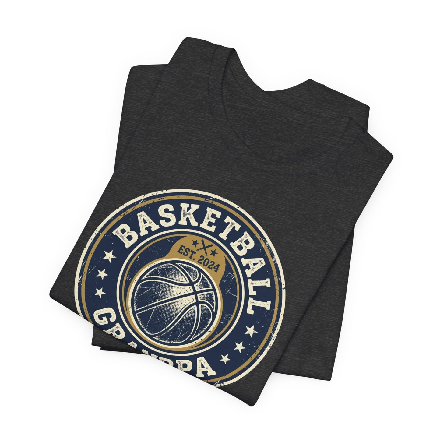 Basketball Grandpa Est. 2024 T-Shirt | Vintage Badge Tee | Familiengeschenk