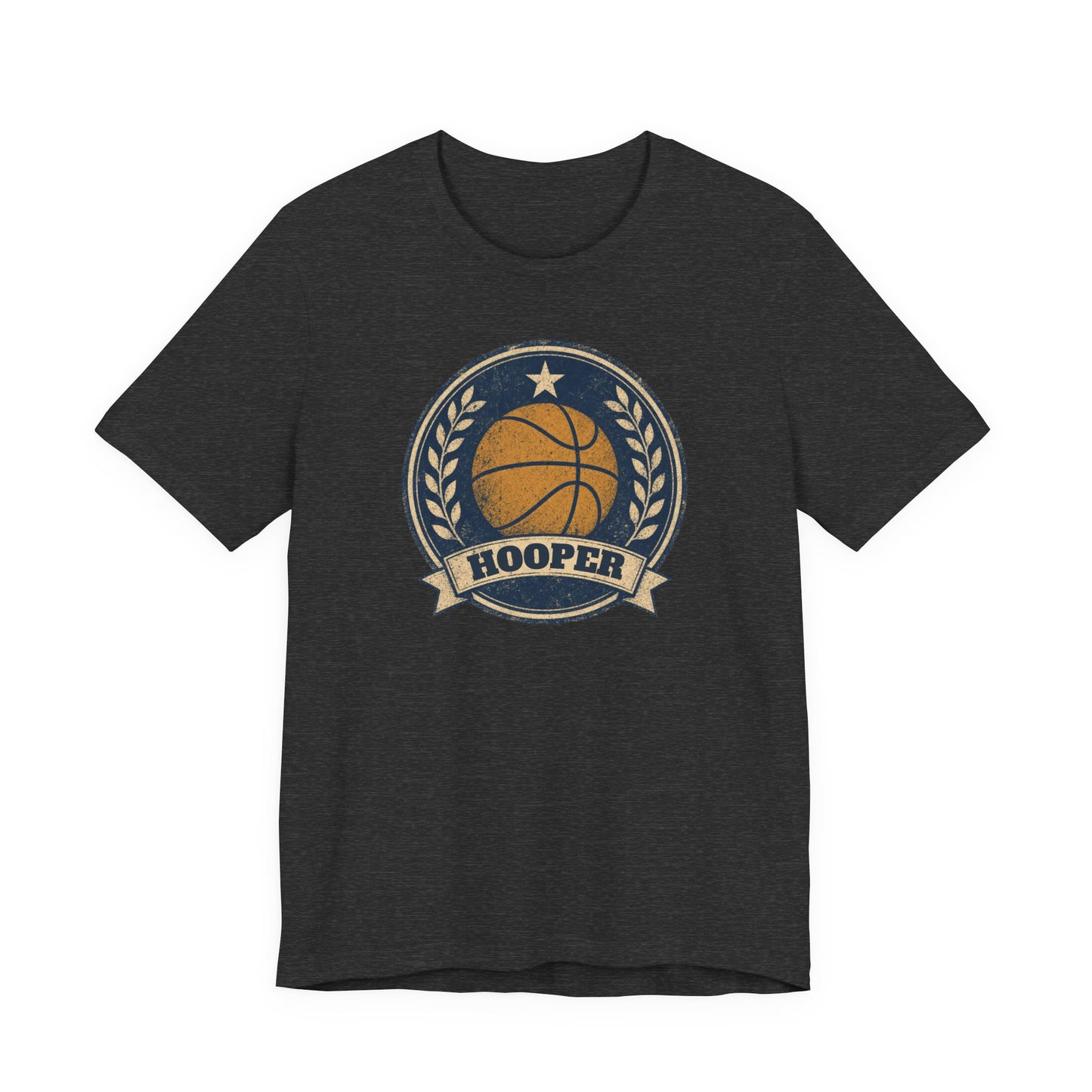 Hooper Vintage Badge Basketball T-Shirt | Retro Gold Star Tee | Perfect Gift for Ballers