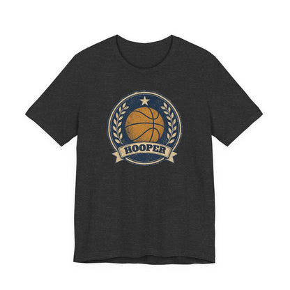 Hooper Vintage Badge Basketball T-Shirt | Retro Gold Star Tee | Perfect Gift for Ballers