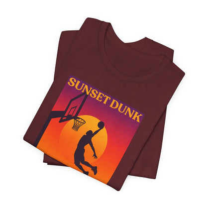 Sunset Dunk Basketball T-Shirt | Retro Silhouette Tee | Perfect Gift for Hoopers