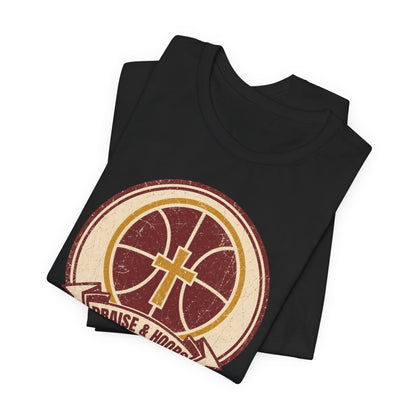 Praise & Hoops Basketball T-Shirt | Faith Cross Tee | Perfect Gift for Ballers