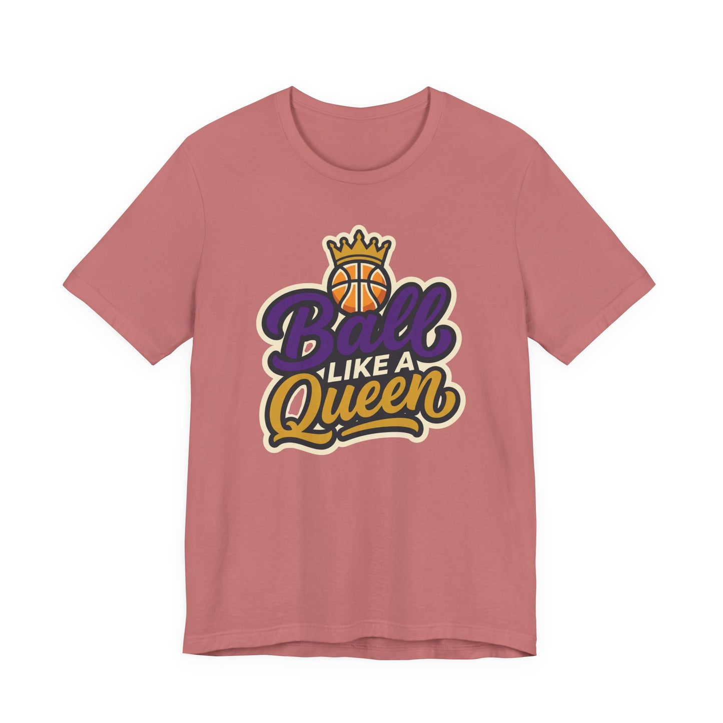 Ball Like A Queen Basketball T-Shirt | Purple Gold Hoops Tee | Gift for Female Players