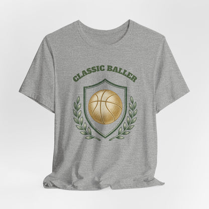 Classic Baller Basketball T-Shirt | Retro Gold Ball Tee | Perfect Gift for Hoopers