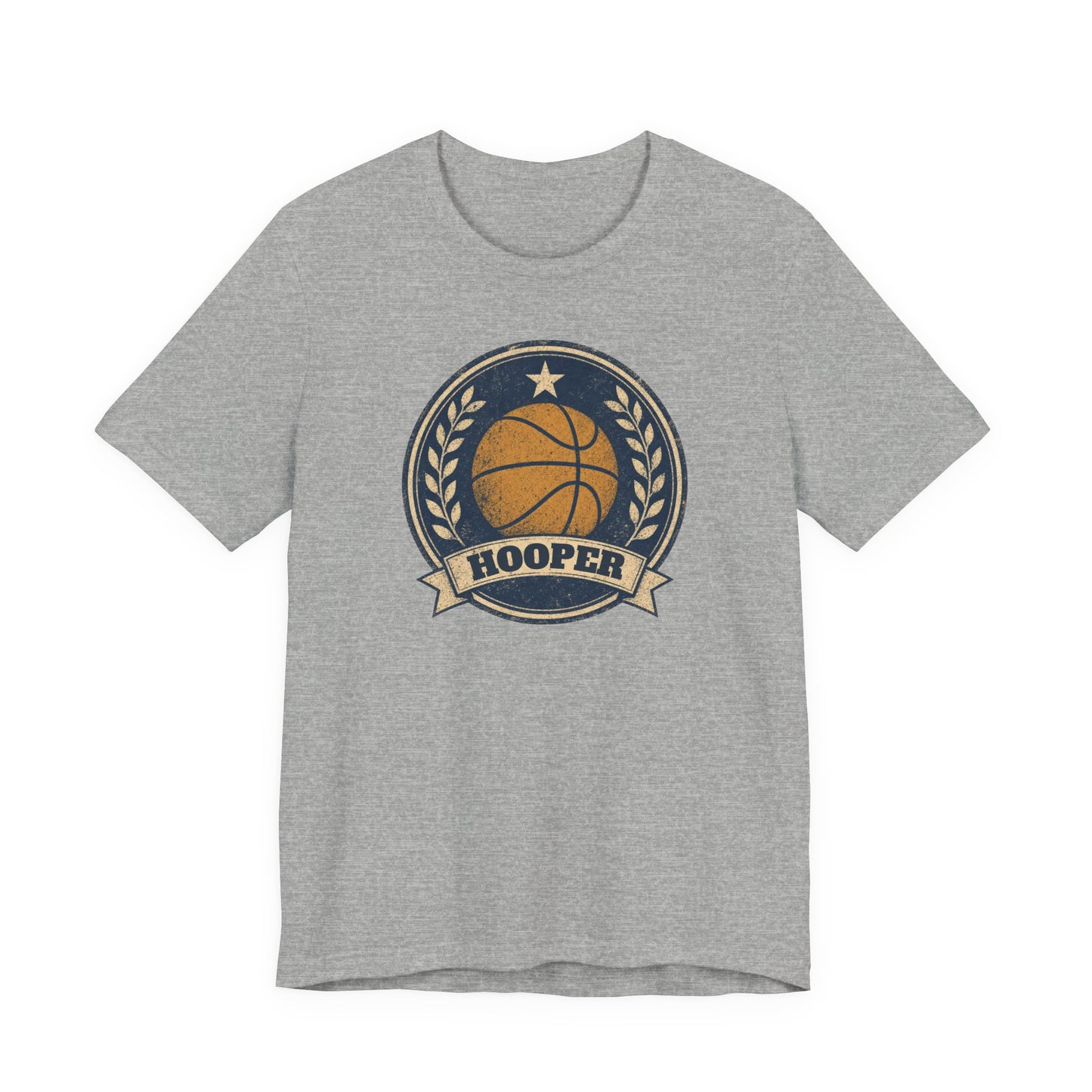 Hooper Vintage Badge Basketball T-Shirt | Retro Gold Star Tee | Perfect Gift for Ballers