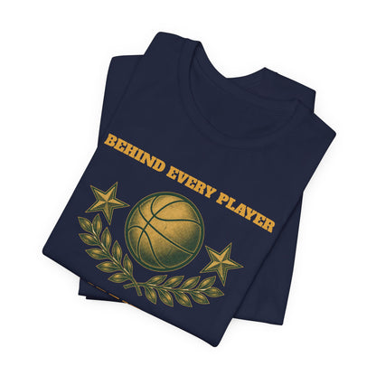 Behind Every Player is a Great Coach Basketball T-Shirt | Gold Crest Tee | Coach Gift